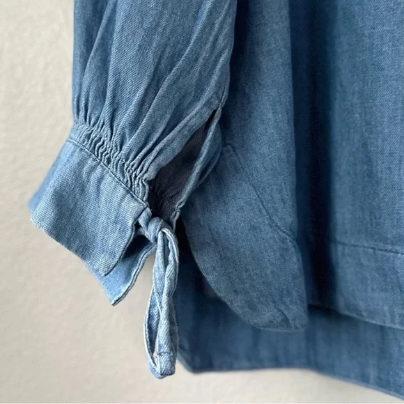 OLD NAVY Puff Sleeve Jeans Denim Blouse Top Boho style Size XXL - Picture 12 of 12